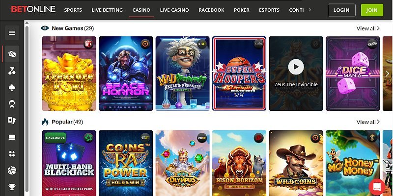 BetOnline casino screenshot