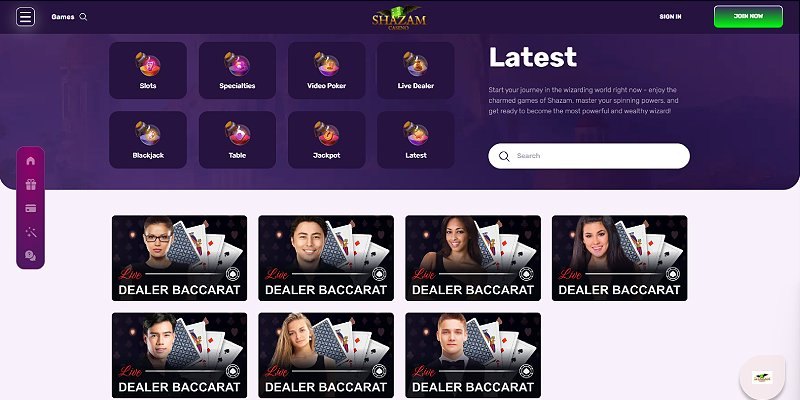 Shazam casino screenshot