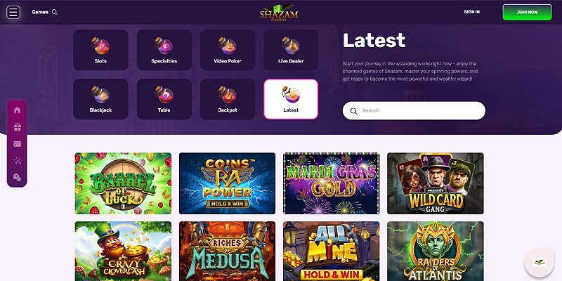 Shazam casino screenshot