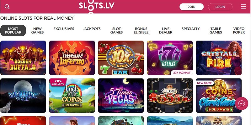 Slots.lv casino screenshot